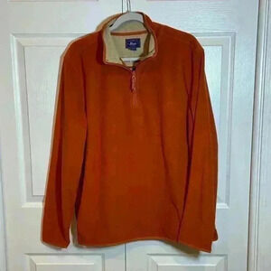 NWT-G.H.Bass Men Fleece Quarter Zip Long Sleeve Sweatshirt|Cinnamon Stick|Size L